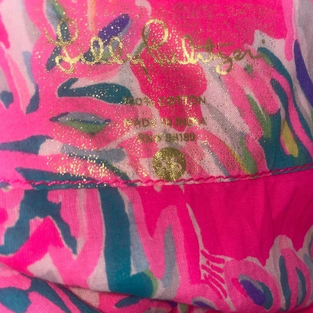 Lilly Pulitzer Oasis Tunic Dragonfruit Toucan Can Swim Beach Cover Up Pink XS - Picture 6 of 6